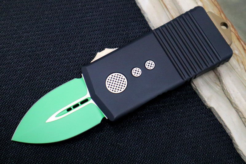 Microtech Signature Series Exocet Jedi Master OTF - Green Cerakoted Blade / Dagger Style / Black Handle & Black Hardware - 157-1JM