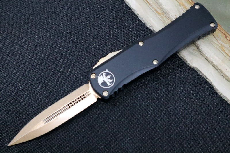 Microtech Hera OTF - Double Edge / Bronzed Blade / Black Aluminum Handle 702-13