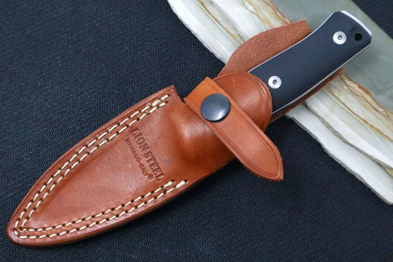 Lionsteel B35 Fixed Blade - Black G10 Handle / Sleipner Steel / Leather Sheath B35GBK
