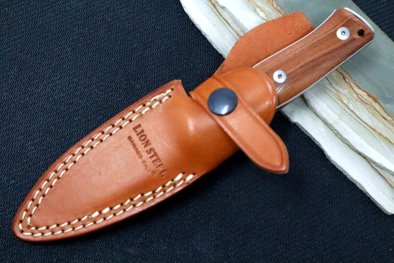 Lionsteel B35 Fixed Blade - Santos Wood Handle / Sleipner Steel / Leather Sheath B35-ST - Northwest Knives