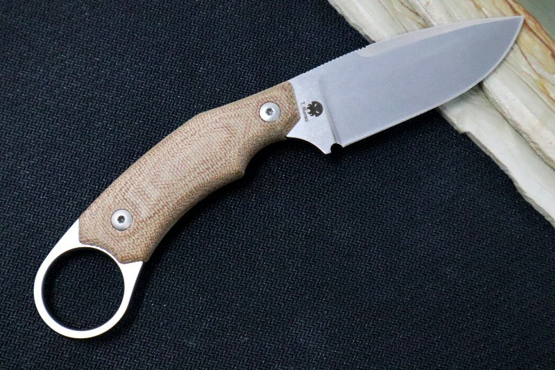 Lionsteel H2 Fixed Blade - Natural Canvas Micarta Handle / Sleipner Steel / Leather Sheath H2-CVN