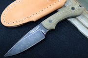 Bradford Knives Guardian 3 - 3D OD Green Micarta Handle / M390 Blade / False Flat Grind / Nimbus Finish 3FE-102N-M390 - Northwest Knives