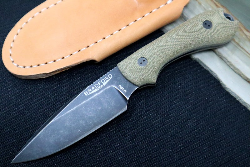 Bradford Knives Guardian 3 - 3D OD Green Micarta Handle / M390 Blade / False Flat Grind / Nimbus Finish 3FE-102N-M390 - Northwest Knives