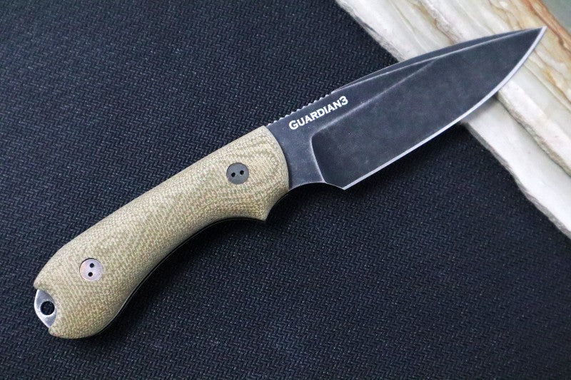 Bradford Knives Guardian 3 - 3D OD Green Micarta Handle / M390 Blade / False Flat Grind / Nimbus Finish 3FE-102N-M390