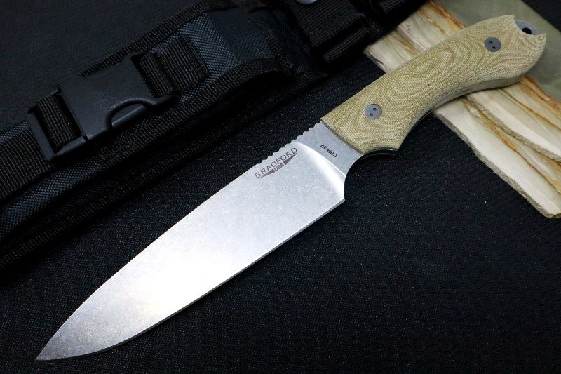 Bradford Knives Guardian 6 - 3D OD Green Micarta Handle / Stonewash Finish / CPM-3V Blade / Full Height Flat Grind 6FH-102-3V - Northwest Knives