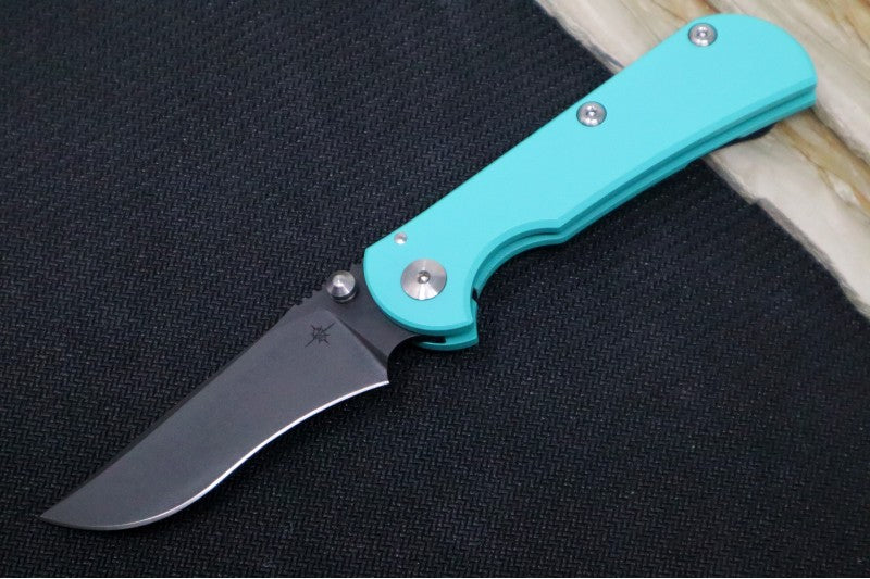 Toor Knives Chasm FL154R - CPM-154CM / Black Recurve Blade / Teal Coated Titanium Handle 850022587474