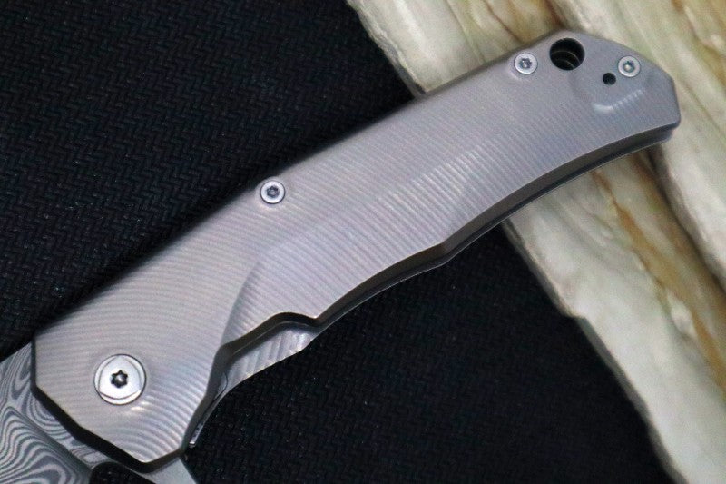 Lionsteel TRE Three Rapid Exchange Titanium Flipper - Damasteel Damascus Blade / Full Titanium Handle TRE-DTGY
