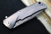 Lionsteel TRE Three Rapid Exchange Titanium Flipper - Damasteel Damascus Blade / Full Titanium Handle TRE-DTGY - Northwest Knives