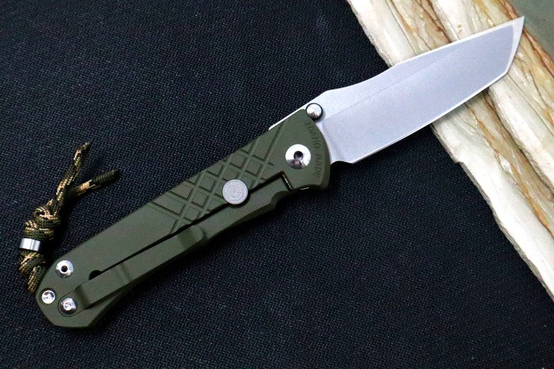 Chris Reeve Umnumzaan Exclusive - Tanto Blade / Magnacut / OD Green Cerakote Handle / Camo Lanyard with Bead UMN-1016-T - Northwest Knives