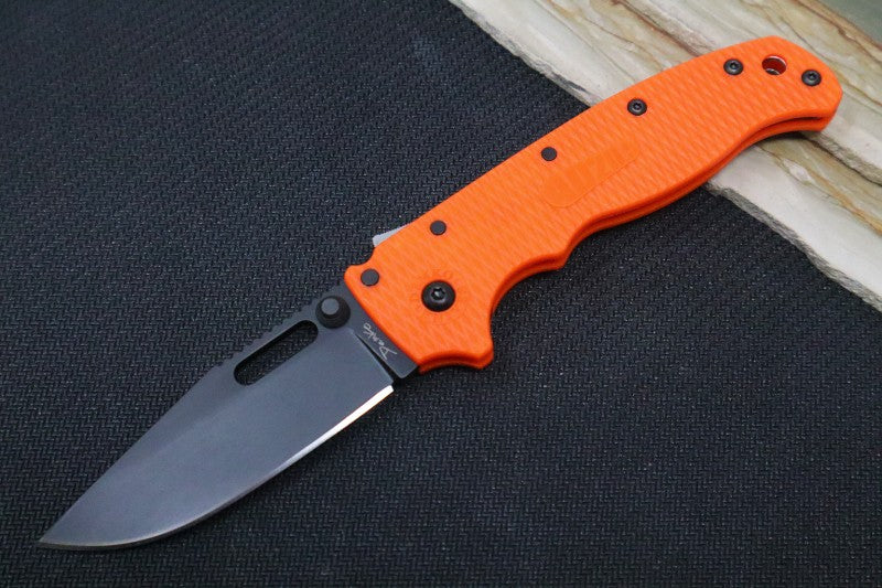 Demko Knives AD 20.5 - Orange Grivory Handle / Black DLC Clip Point Blade / Aus10A Steel