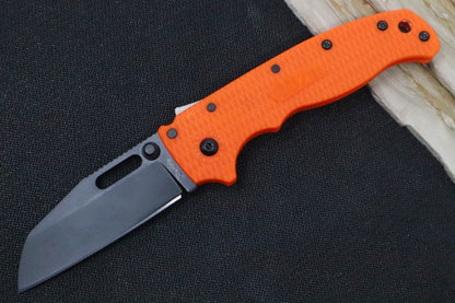 Demko Knives AD 20.5 - Orange Grivory Handle / Black DLC Shark Foot Blade / Aus10A Steel