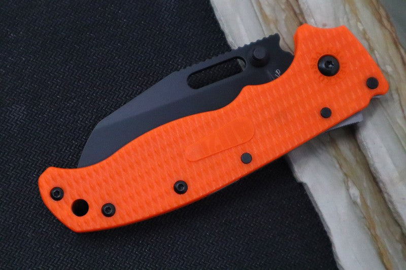 Demko Knives AD 20.5 - Orange Grivory Handle / Black DLC Shark Foot Blade / Aus10A Steel