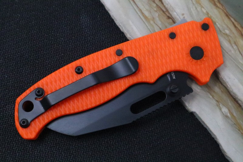 Demko Knives AD 20.5 - Orange Grivory Handle / Black DLC Shark Foot Blade / Aus10A Steel