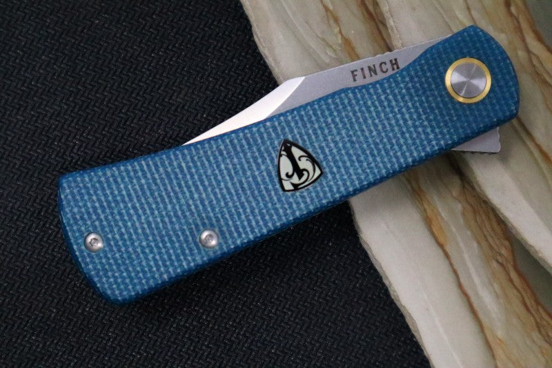 Finch Knives Drifter - Satin Clip Point Blade / 154CM Steel / Sapphire Blue Micarta Handle Inlays DT407