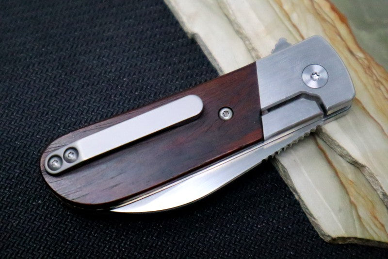 Finch Knives Lucky 13 - Satin Sheepsfoot Blade / 154CM Steel / Cocobolo Wood Handle Inlays LK201