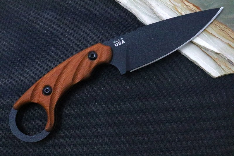 Tops C.U.T. 4.0 Fixed Blade - 1095 Steel / Tan Canvas Micarta Handle / Black Kydex Sheath CUT-40 - Northwest Knives