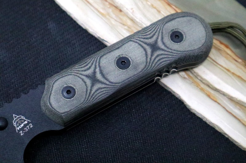 Tops American Trail Maker - 1095 Steel / Black Linen Micarta Handle / Kydex Sheath ATM-01 - Northwest Knives