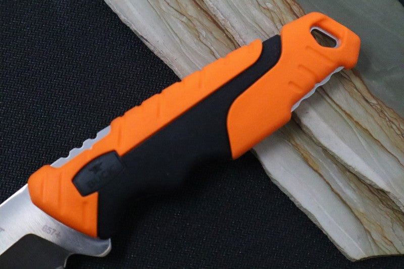Buck 657 Pursuit Pro Hunting Knife - CPM-S35VN Blade with Guthook / Orange & Black Versaflex Handle / Nylon Sheath 12752