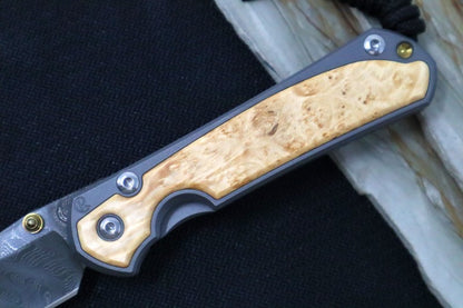 Chris Reeve Knives Small Sebenza 31 - Drop Point / Box Elder Inlay / Chad Nichols Boomerang Damascus S31-1110