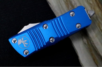 Microtech Mini Troodon OTF - Dagger Blade / Stonewash Finish / Blue Handle 238-10BL