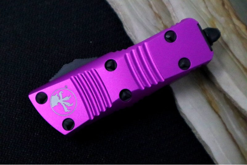 Microtech Mini Troodon OTF - Dagger Blade / Black Finish / Violet Handle 238-1VI