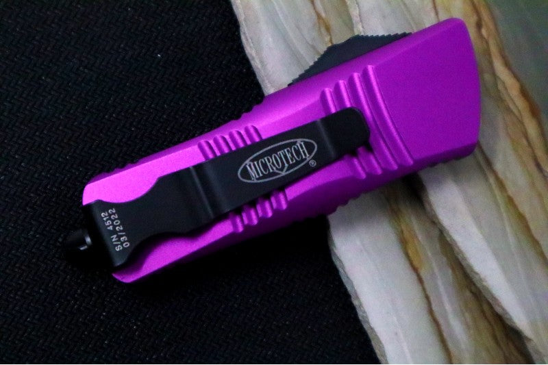 Microtech Mini Troodon OTF - Dagger Blade / Black Finish / Violet Handle 238-1VI