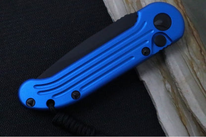 Microtech L.U.D.T - Black Blade with Partial Serrate / Blue Anodized Aluminum Handle 135-2BL