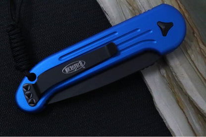 Microtech L.U.D.T - Black Blade with Partial Serrate / Blue Anodized Aluminum Handle 135-2BL