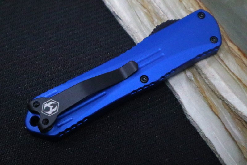 Heretic Knives Manticore E OTF - Two-Toned Finish / Tanto Blade / Elmax Steel / Blue Anodized Aluminum Handle H027-10A-BLU