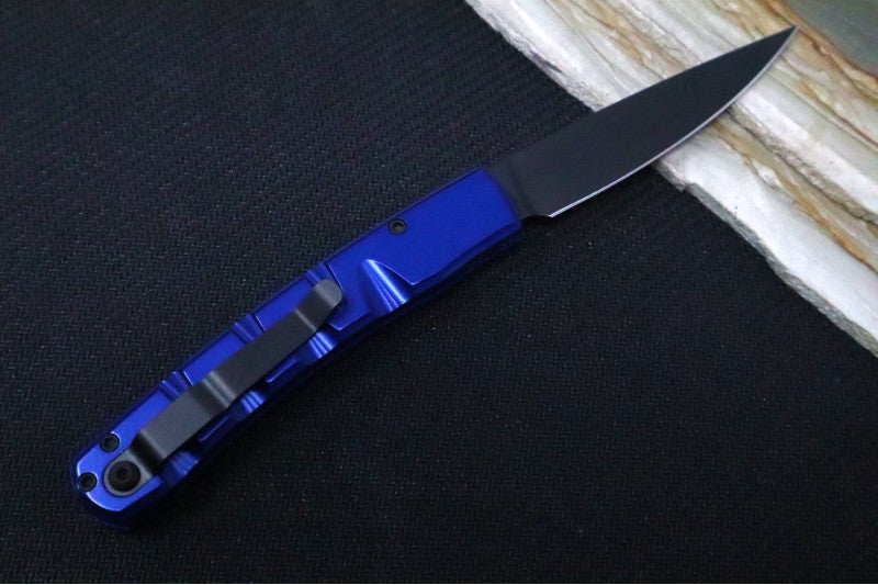Piranha Knives "Virus" - Black Blade / CPM-S30V / Blue Anodized Aluminum Handle - Northwest Knives