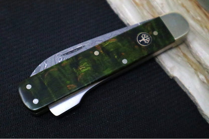 Boker Hunters Knife Mono - Damascus Blade / Green Curly Birch Handle 118030DAM