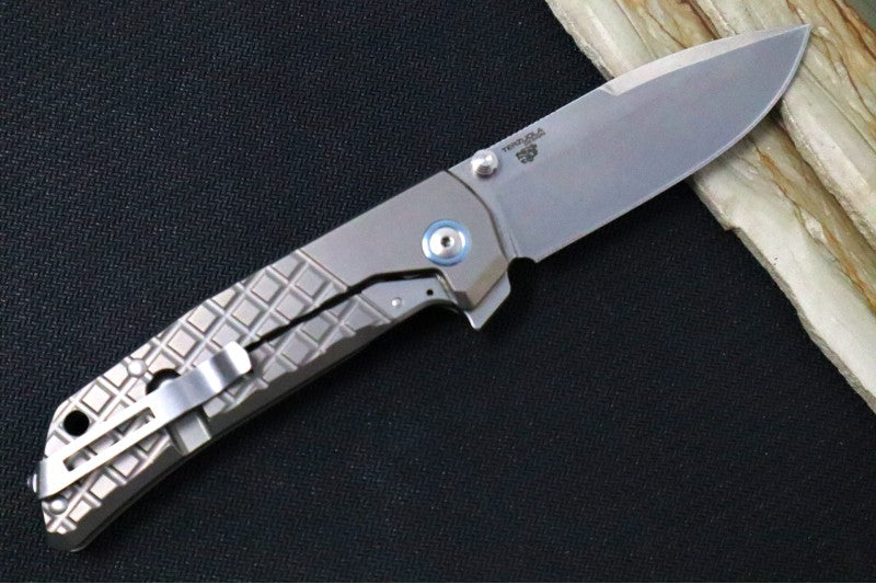Maniago Knife Makers Maximo - Stonewashed Drop Point Blade / M390 Steel / Titanium Handle