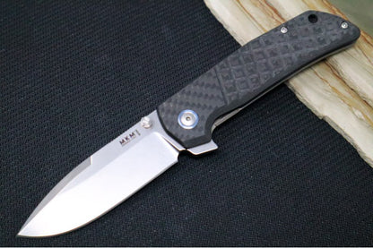 Maniago Knife Makers Maximo - Stonewashed Drop Point Blade / M390 Steel / Carbon Fiber Handle