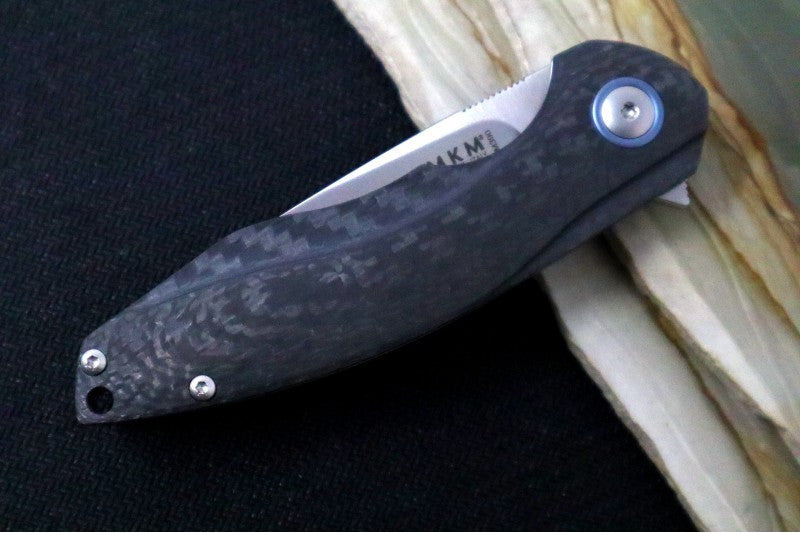 Maniago Knife Makers Timavo - Satin Drop Point Blade / M390 Steel / Black Carbon Fiber Handle