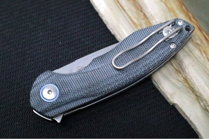Maniago Knife Makers Timavo - Satin Drop Point Blade / M390 Steel / Black Canvas Micarta Handle