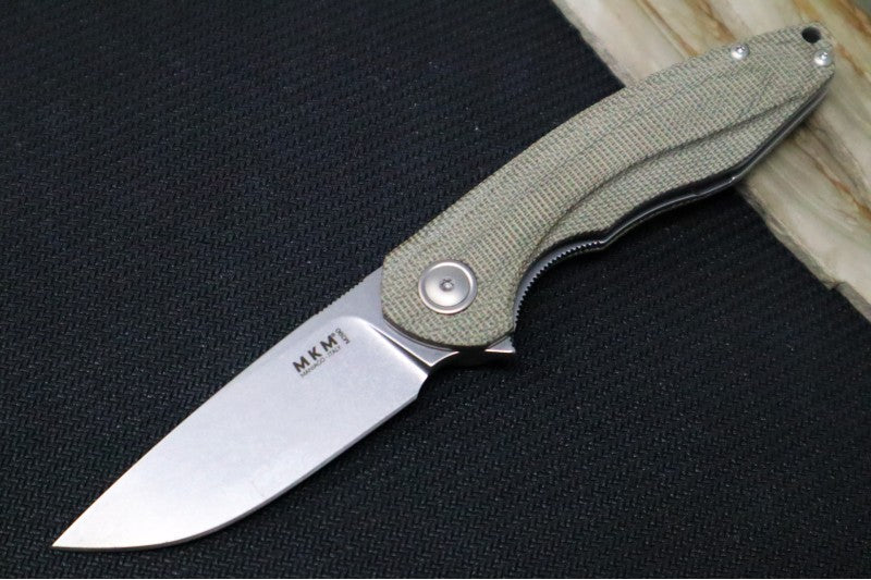 Maniago Knife Makers Timavo - Satin Drop Point Blade / M390 Steel / Green Canvas Micarta Handle