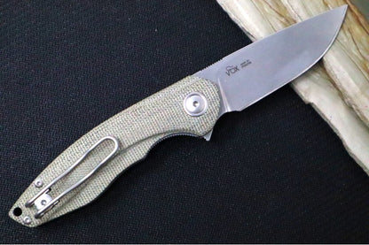 Maniago Knife Makers Timavo - Satin Drop Point Blade / M390 Steel / Green Canvas Micarta Handle