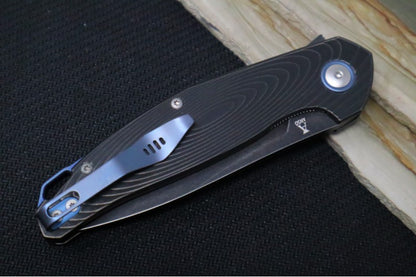 Maniago Knife Makers Goccia - Satin Drop Point Blade / M390 Steel / Black Stonewashed Titanium Handle