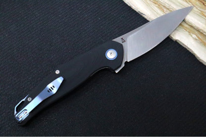 Maniago Knife Makers Goccia - Satin Drop Point Blade / M390 Steel / Black G-10 Handle