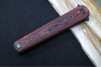 Maniago Knife Makers Flame - Black Dagger Blade / M390 Steel / Red Lava Carbon Fiber MK-FL02-FCLTD