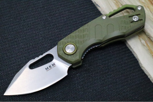 Maniago Knife Makers Isonzo - Stonewashed Clip Point Blade / M390 or N690 Steel / Green FRN Handle MK-FX03-3PGR