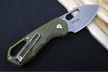 Maniago Knife Makers Isonzo - Stonewashed Clip Point Blade / M390 or N690 Steel / Green FRN Handle MK-FX03-3PGR