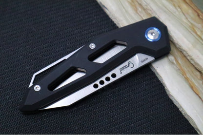 Maniago Knife Makers Edge - Satin Clip Point Blade / M390 Steel / Black Anodized Aluminum MK-EG-ABK