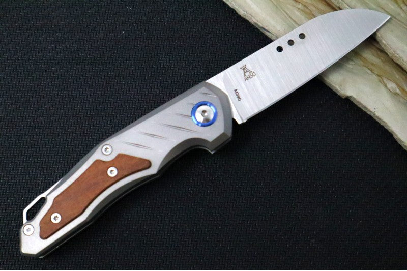 Maniago Knife Makers Root - Satin Sheepsfoot Blade / M390 Steel / Titanium Handle Scales w/ Santos Wood Inlay MK-RT-ST