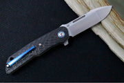 Maniago Knife Makers Clap - Satin Drop Point Blade / M390 Steel / Black Carbon Fiber Handle Scales - Northwest Knives