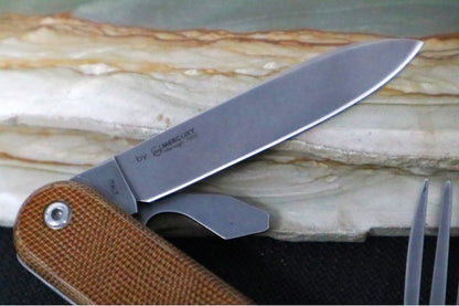 Maniago Knife Makers Malga 6 Multi-tool - M390 Steel / Natural Canvas Micarta Handle