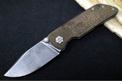 Boker M4 Sherman - Chad Nichols Leopard Damascus Blade / Burlap Micarta Handle Scales 1100662DAM