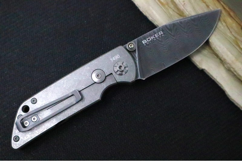 Boker M4 Sherman - Chad Nichols Leopard Damascus Blade / Burlap Micarta Handle Scales 1100662DAM - Northwest Knives
