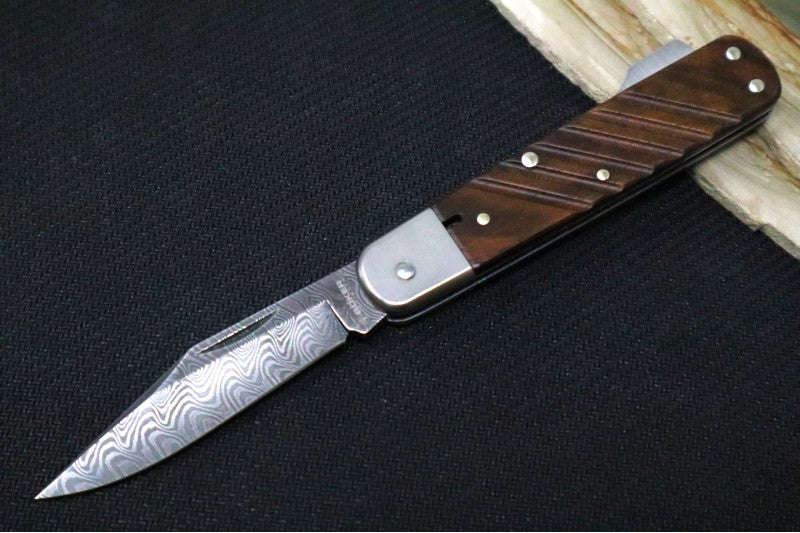 Boker 98k Damascus - Walnut Wood Handle Scales / Chad Nichols Ripple Pattern 110715DAM