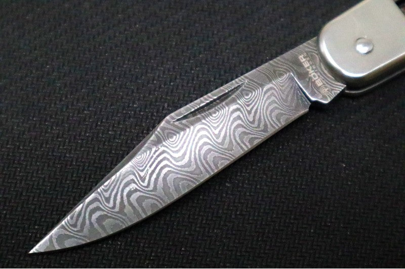 Boker 98k Damascus - Walnut Wood Handle Scales / Chad Nichols Ripple Pattern 110715DAM - Northwest Knives